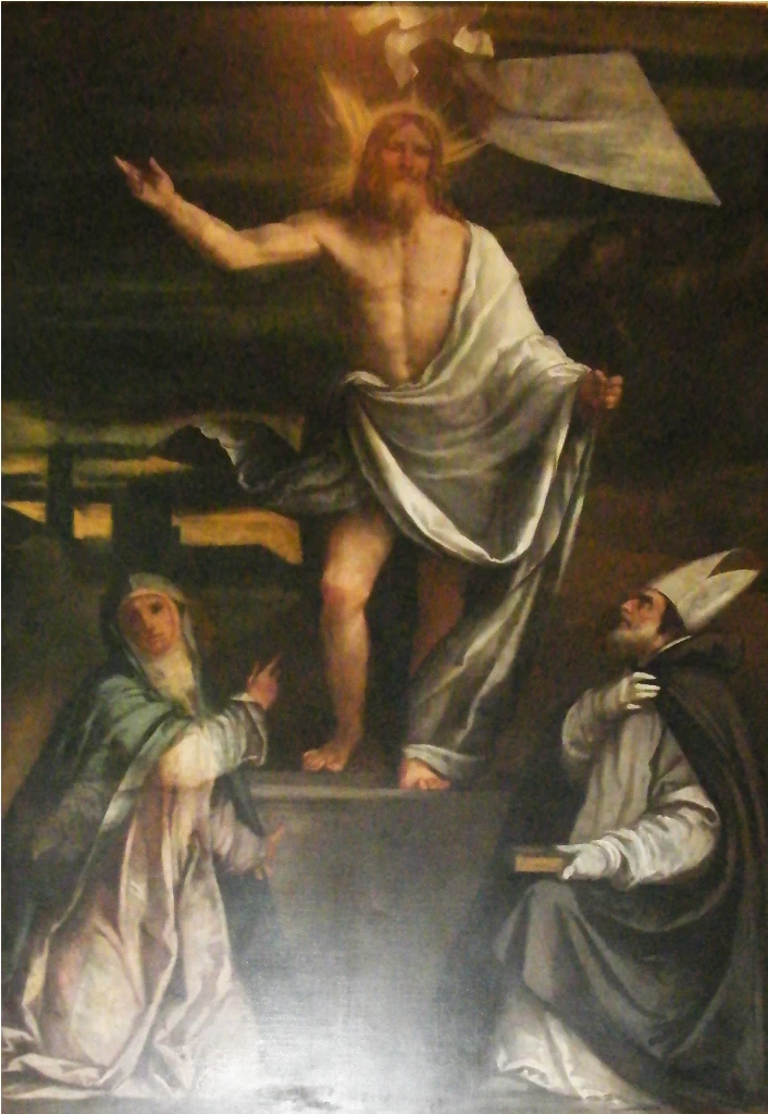 Il Romanino-202-Resurrezione di Cristo tra un vescovo e una religiosa (Romanino) - Chiesa di S. Clemente - Brescia